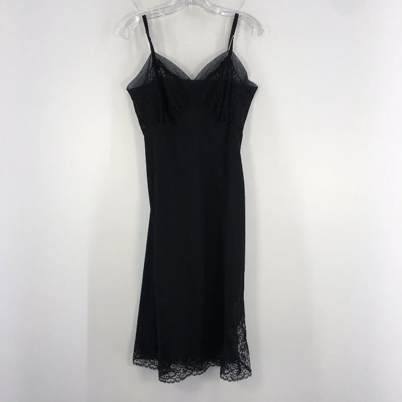 VTG USA Van Raalte Suavette Black Nylon Lace Slip Lingerie Dress Women Size 11 Lace Dress Set