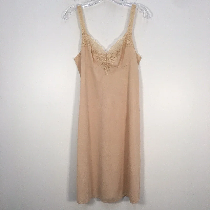 VTG Vassarette Beige Nude Lace Trim Slip Dress Nightgown Womens Size 34 F Romantic Lace Dress