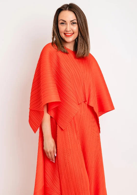 Thanny Pleated Poncho One Size Cape, Orange Women's heated jackets