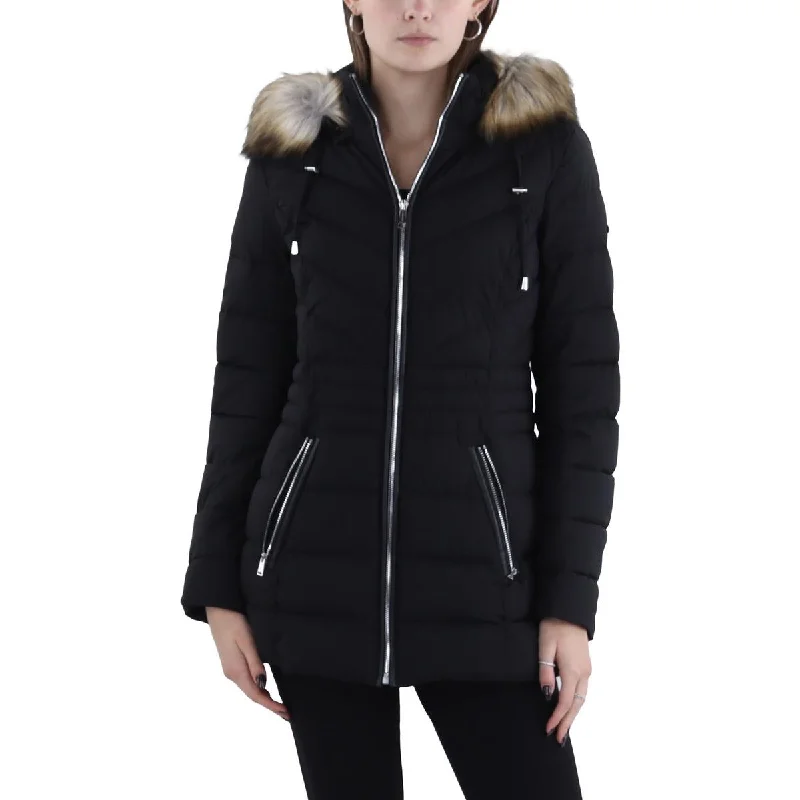 Womens Faux Fur Trim Hooded Puffer Jacket Women's North Face jackets