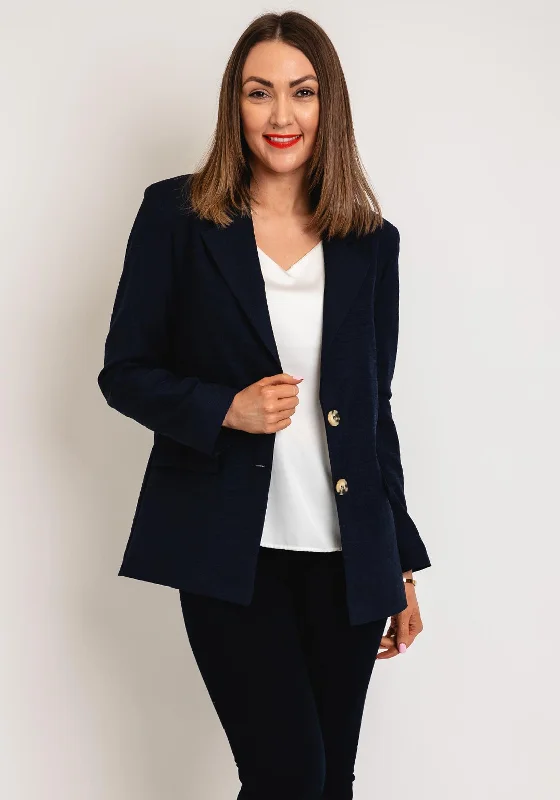 Serafina Collection Textured Blazer, Navy Women's autumn coats and jackets