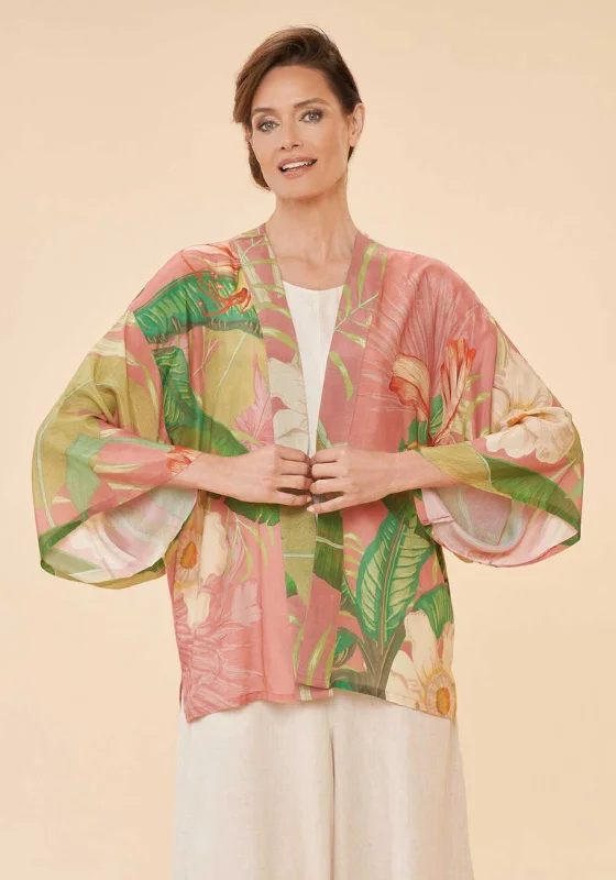 Powder Delicate Tropical One Size Kimono Jacket, Candy Best women's jackets for rain