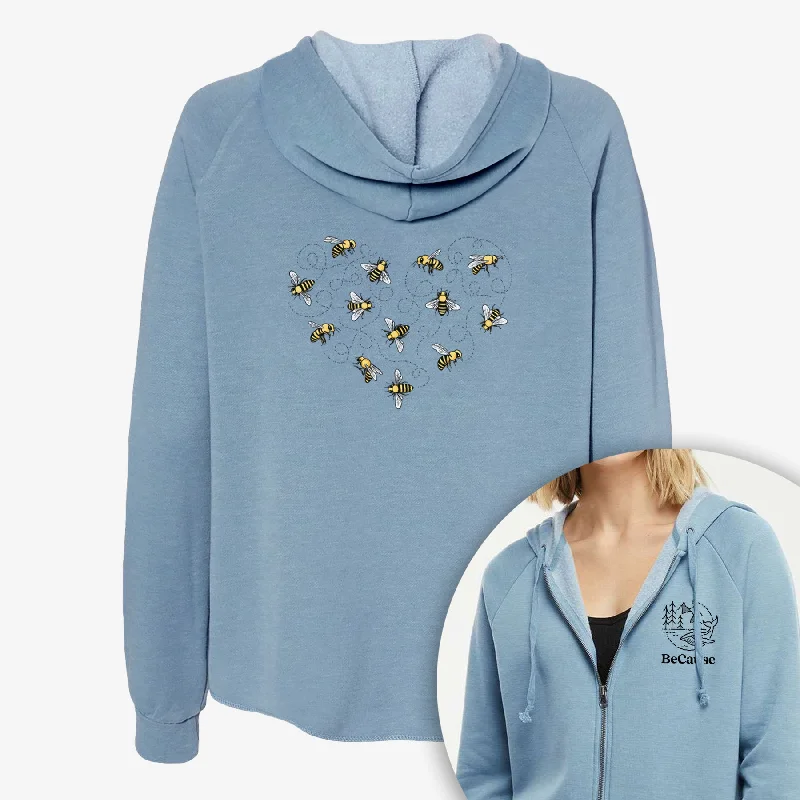 Heart Full of Honeybees - Women's Cali Wave Zip-Up Sweatshirt Hoodies for Winter Wear