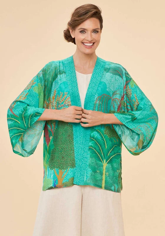 Powder Secret Paradise One Size Kimono Jacket, Aqua Women's commuter jackets