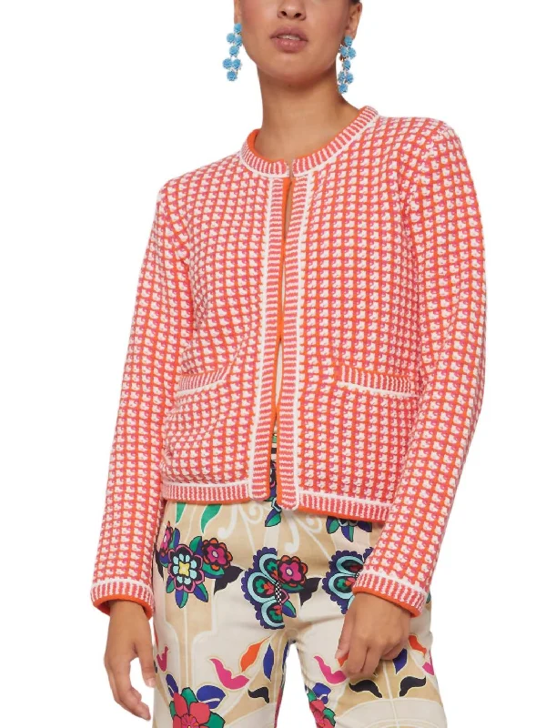 Tweed Jacket In Pink/ecru Women's wool jackets