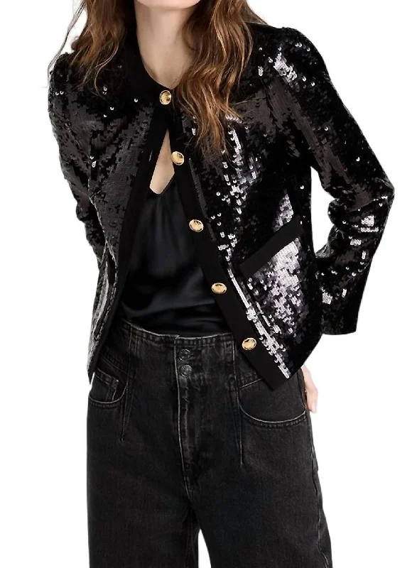 Katherine Sequin Jacket In Black Women's gym jackets