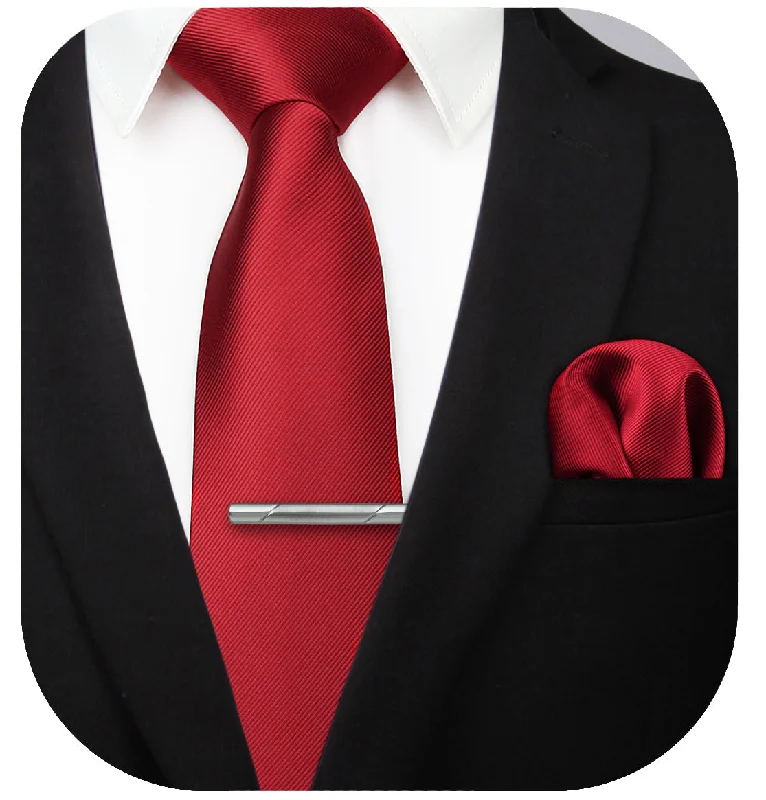 Solid Tie Handkerchief Clip - RED