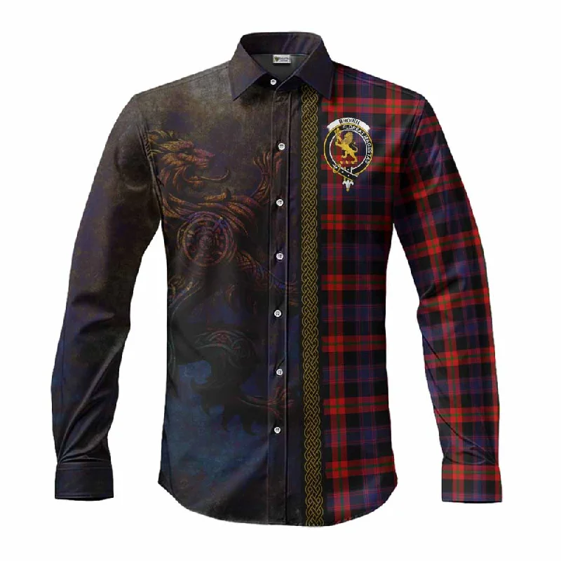 Brown (Broun) Tartan Family Crest Long Sleeve Button Shirt Alba Gu Brath Be Brave Lion Ancient Style Brown (Broun) Tartan Family Crest Long Sleeve Button Shirt Alba Gu Brath Be Brave Lion Ancient Style