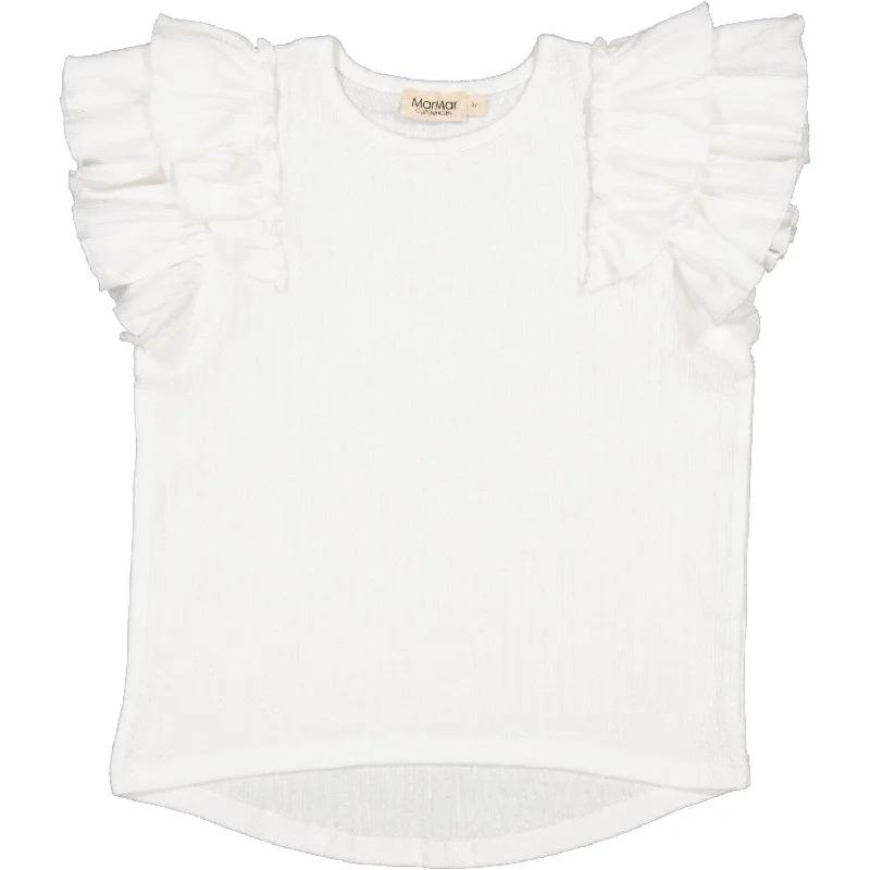 MarMar Modal Pointelle Gentle White Tavora Frill T-Shirt