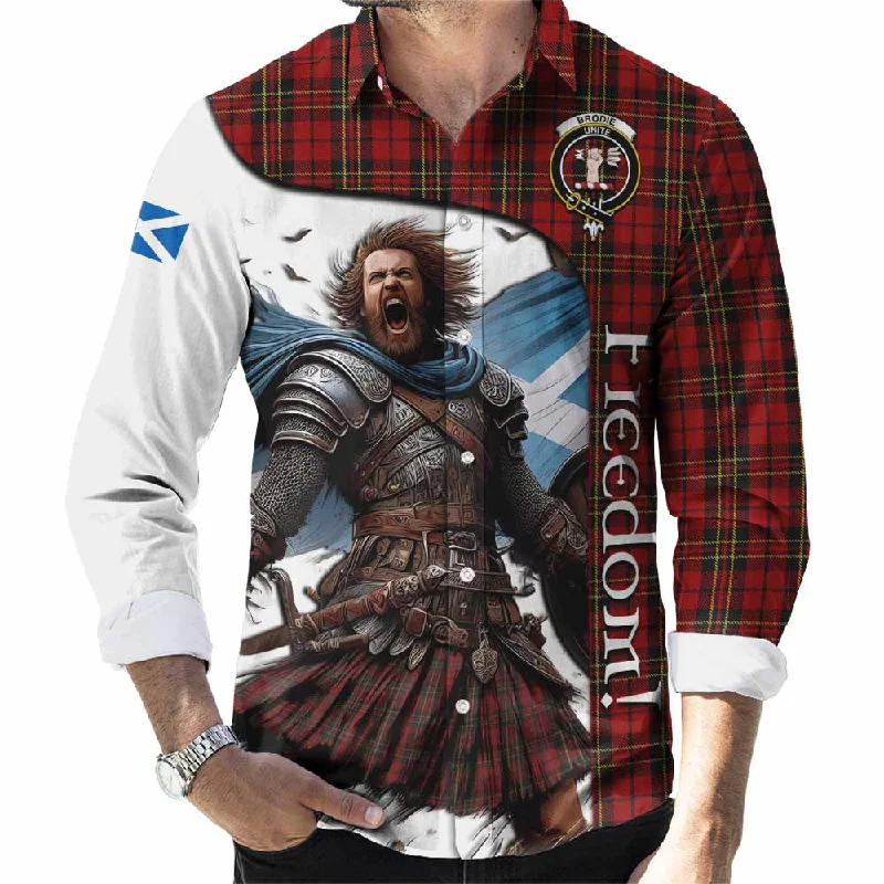 Brodie Crest Tartan Long Sleeve Button Shirt Inspired by the Freedom of Scottish Warrior