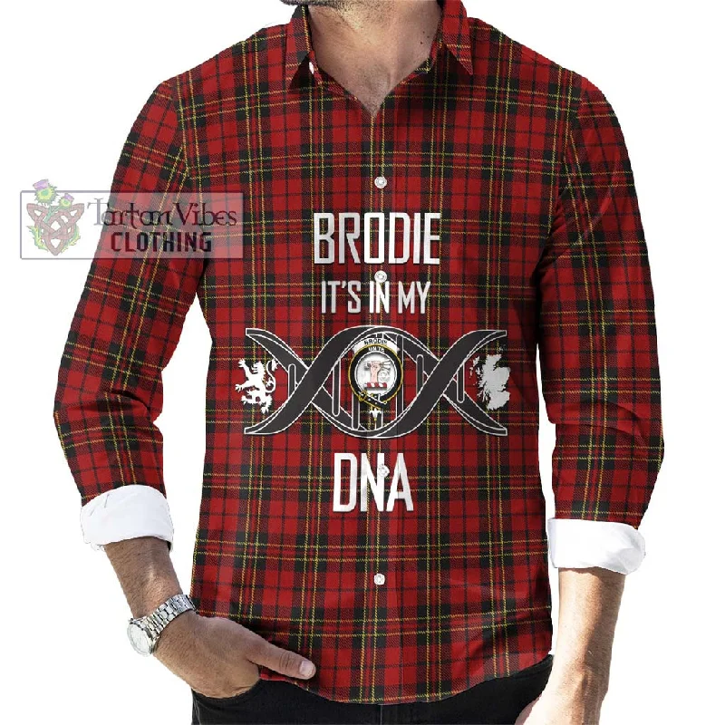Brodie Tartan Long Sleeve Button Shirt with Family Crest DNA In Me Style