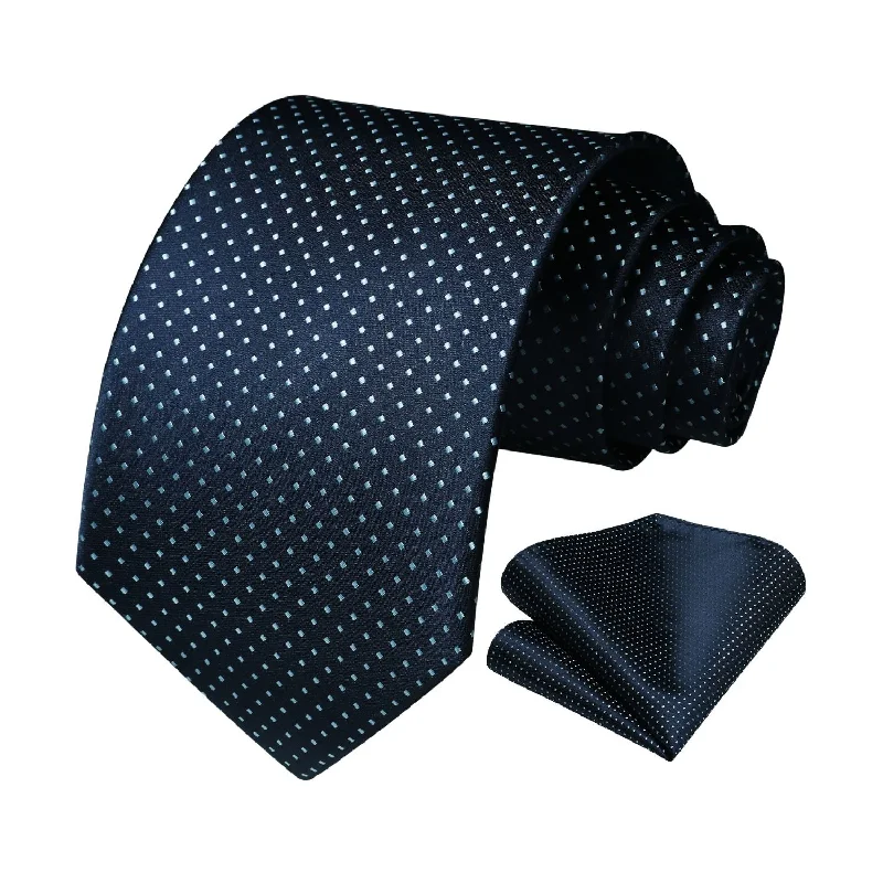Polka Dot Tie Handkerchief Set - A1-BLUE/LIGHT BLUE DOT
