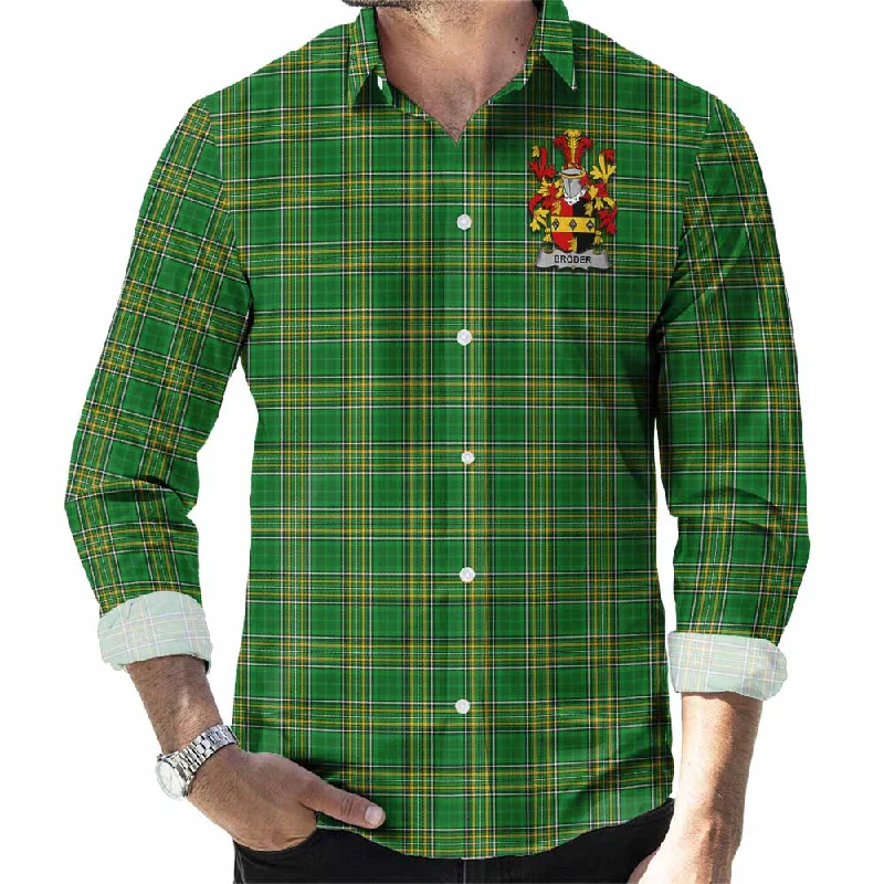 Broder Irish Clan Tartan Long Sleeve Button Up with Coat of Arms