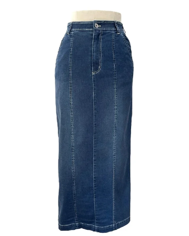 ayane予約<br>ストレッチダンガリーペンシルスカート