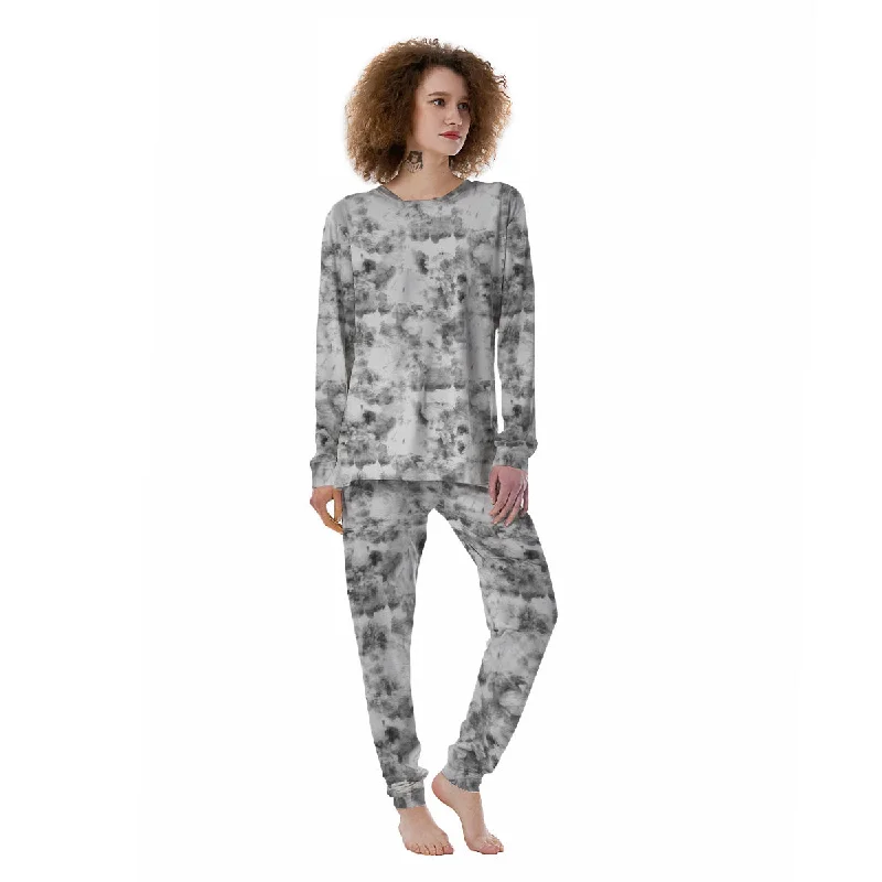 Grey Smoke Marble Print Pattern Women's Pajamas Shorts pajama sets