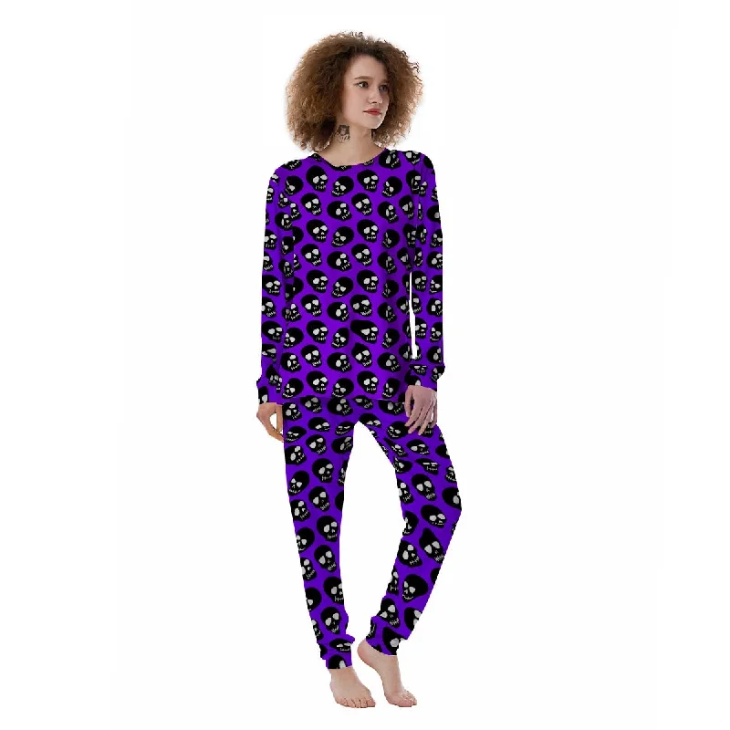 Halloween Black And Purple Print Pattern Women's Pajamas Chic pajama sets