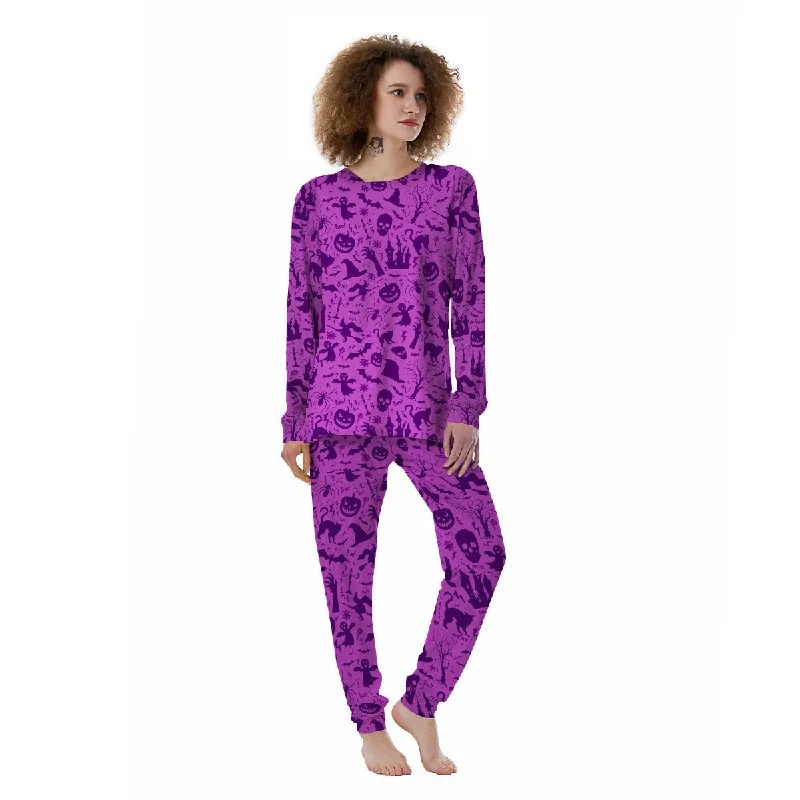 Halloween Purple Print Pattern Women's Pajamas Elegant pajama sets