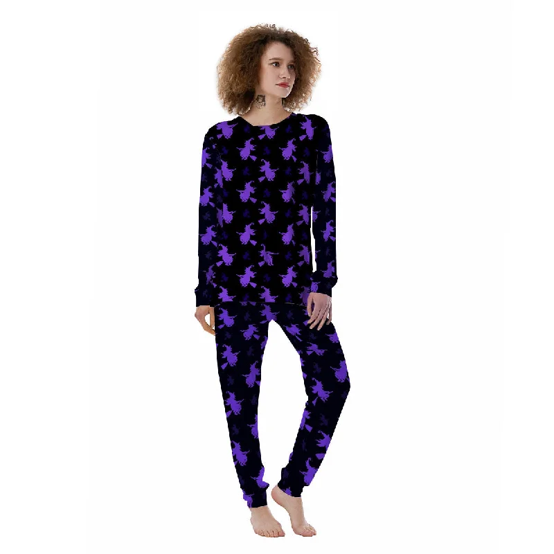 Halloween Witch Purple Print Pattern Women's Pajamas Lightweight pajama sets