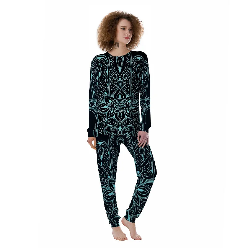 Hamsa Hand Fatima Spirital Print Women's Pajamas Knitted pajama sets