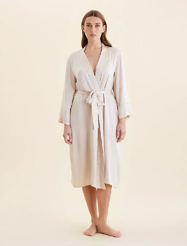 Audrey Washable Silk Long Robe Two-piece pajama sets