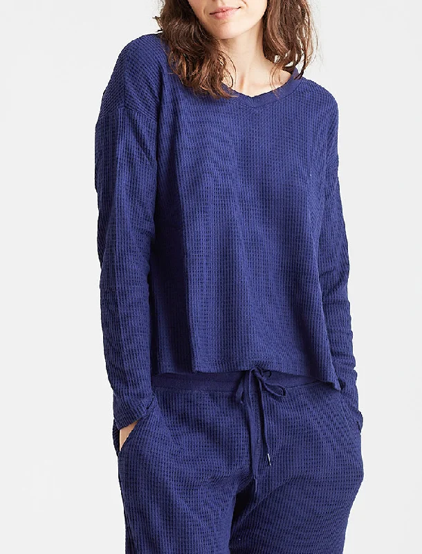 Super Soft Waffle V-Neck Top Best pajama sets for relaxing weekends