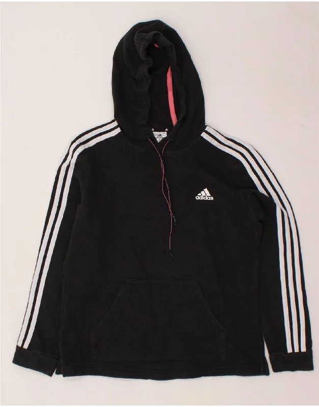 ADIDAS Womens Hoodie Jumper UK 12/14 Medium Black Cotton Formal sweaters