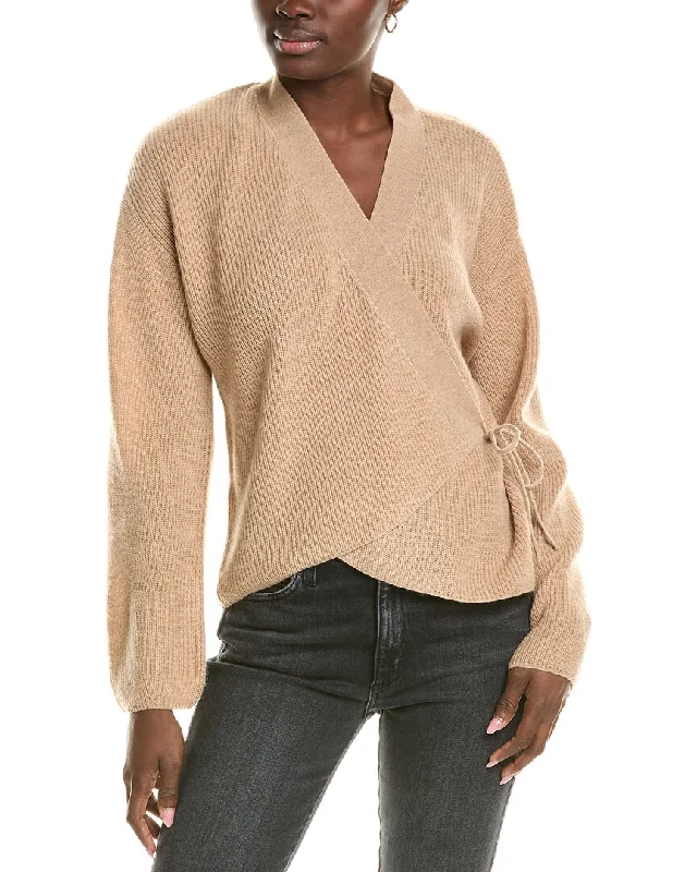 Brodie Cashmere Wool & Cashmere-Blend Ribbed Wrap Cardigan Best sweaters for work