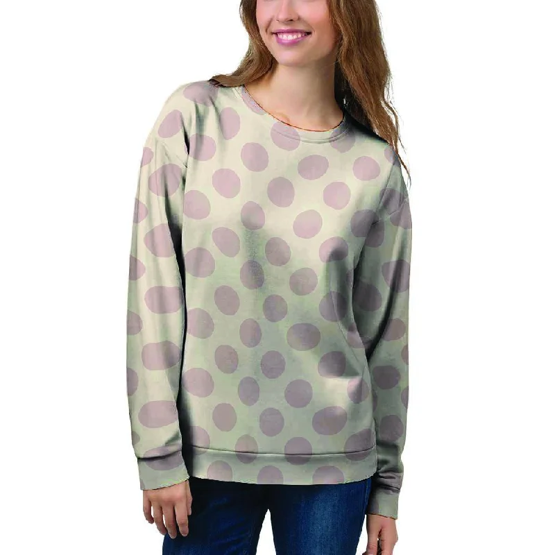 Brown And Cream Polka Dot Women's Sweatshirt Travel sweaters