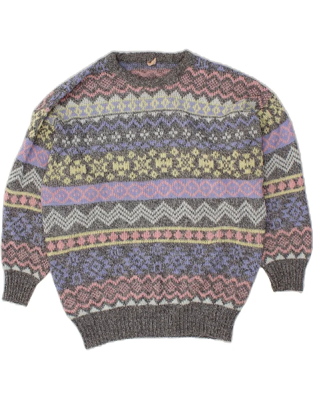 VINTAGE Womens Crew Neck Jumper Sweater Size 44/45 Medium Multicoloured Best sweaters for layering