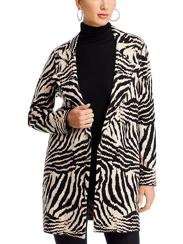 Womens Open Front Animal Print Cardigan Sweater Anti-pilling sweaters