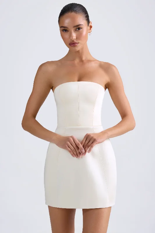 Bandeau Structured Tulip Mini Dress in Ivory Best mini dresses for tall women