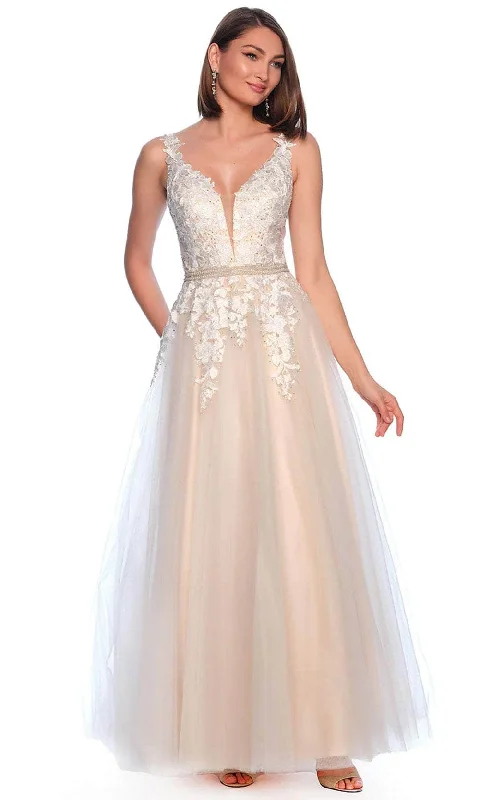 Dave & Johnny Bridal 10246W - Embroidered Tulle Bridal Gown Sexy Satin Gown