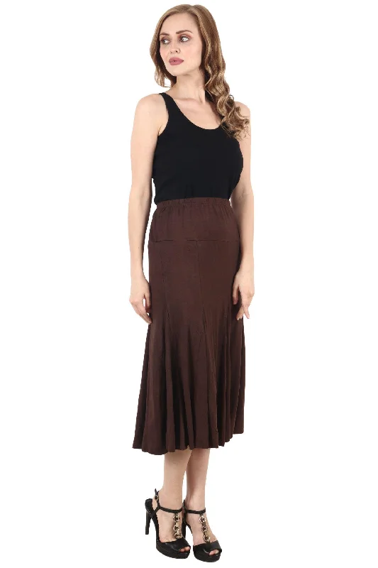 Brown Solid Skirt with Frill Affordable unclassified skirts