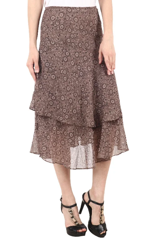 Light Brown Graphic Printed Skirt High-waisted unclassified skirts