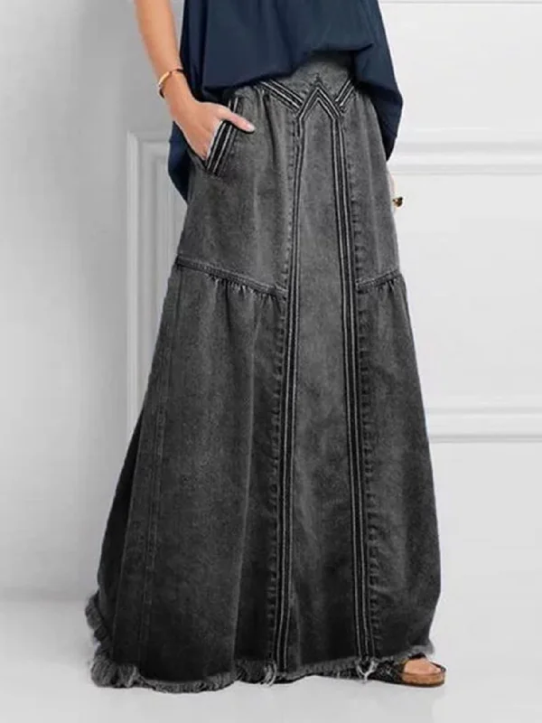 TastyHottie - Jeans Elastic Waist Skirt Bold pattern unclassified skirts