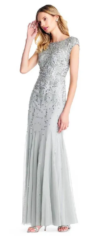 Adrianna Papell - Bead Embellished Bateau Godet Evening Gown AP1E202893 Vintage party dresses