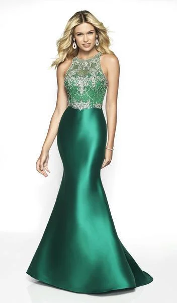 Blush by Alexia Designs - 11784 Fully Beaded Bodice Mikado Trumpet Gown - 1 pc Emerald In Size 20 Available Best party dresses for plus size