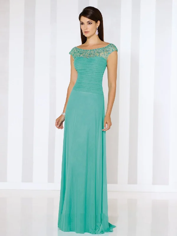 Mon Cheri - Beaded Illusion Bateau Pleated Bodice Gown 116662 - 1 pc Jade In Size 4 Available Classic party dresses