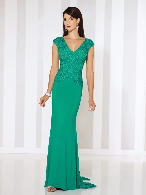 Mon Cheri Embroidered Cap Sleeves Fitted Evening Gown 116667 - 1 pc Green in Size 10 Available Flowy party dresses