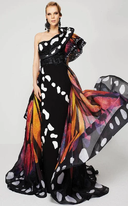 MNM Couture 2381 - Butterfly Print Evening Gown Best party dresses for tall women