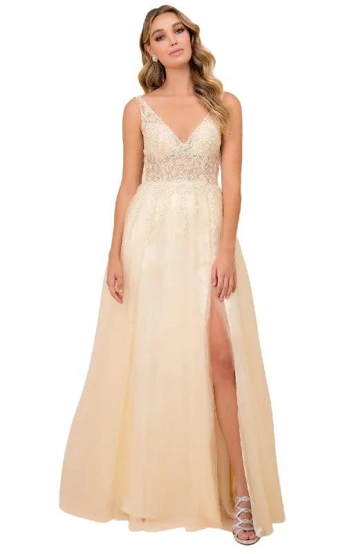 Nox Anabel - G390 Beaded Appliques V-Neck Gown Cheap party dresses