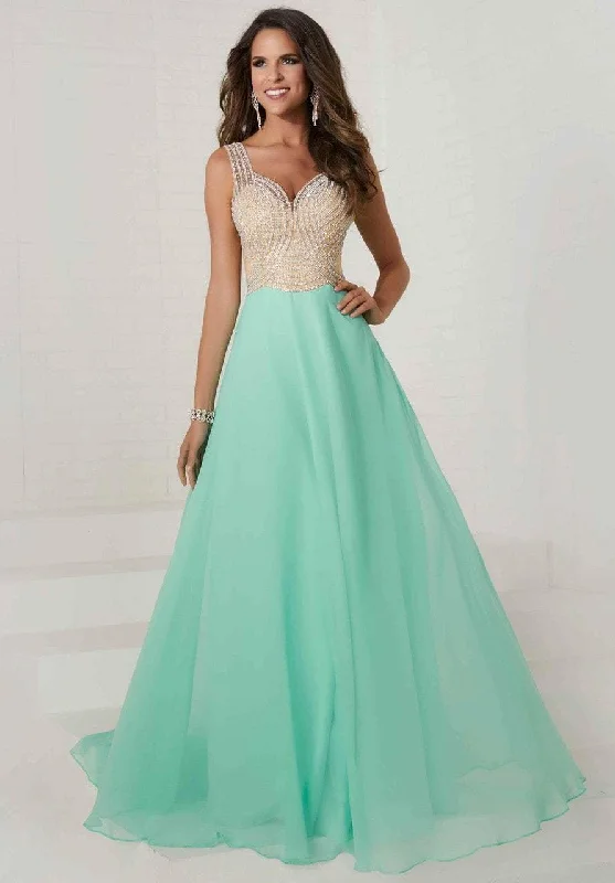 Tiffany Designs - Rhinestone Embellished Chiffon A-Line Gown 16295 Casual party dresses