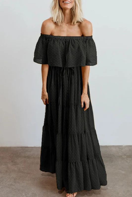 Midnight Sunshine Off-Shoulder Maxi Dress Velvet maxi dresses