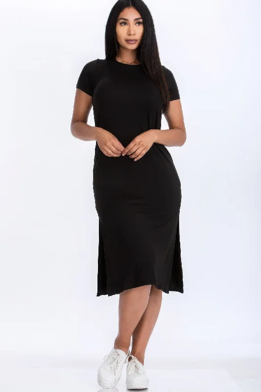 Side slit comfy midi dress Best midi dresses for curvy figures