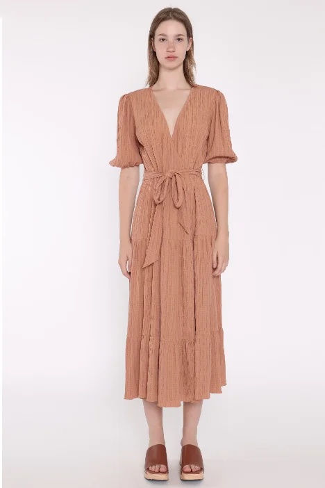 Crinkle Wrap Maxi Dress- Rust PrettyLittleThing maxi dresses