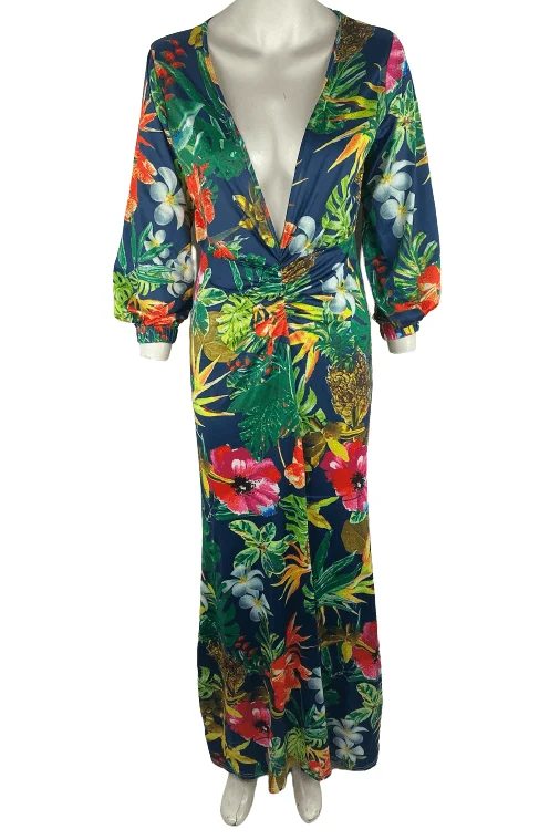 Fashionable women's multicolor floral maxi dress size 16 Glamorous maxi dresses