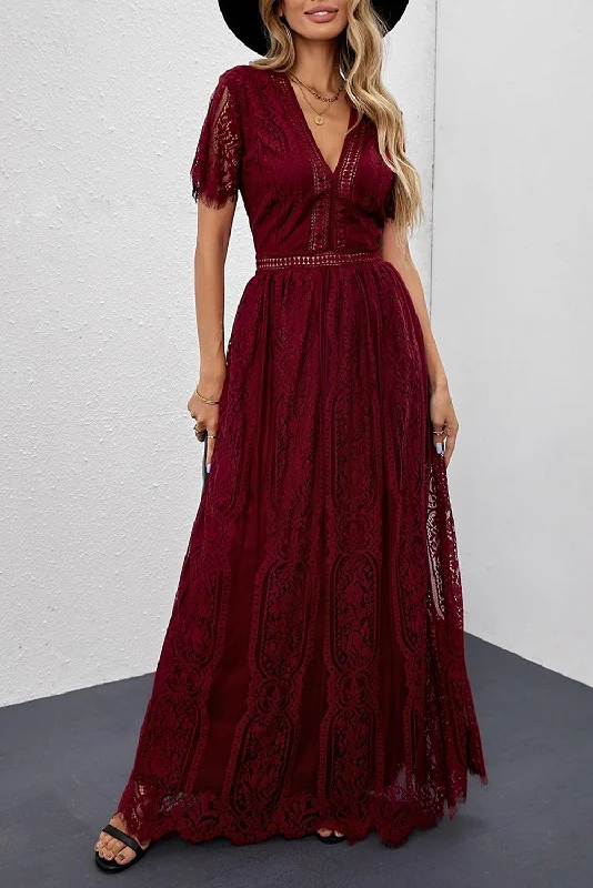 Fiery Red Blue Fill Your Heart Lace Maxi Dress Cotton maxi dresses