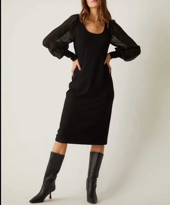 Fifteen Twenty Sheer Sleeve Midi Dress Boohoo midi dresses