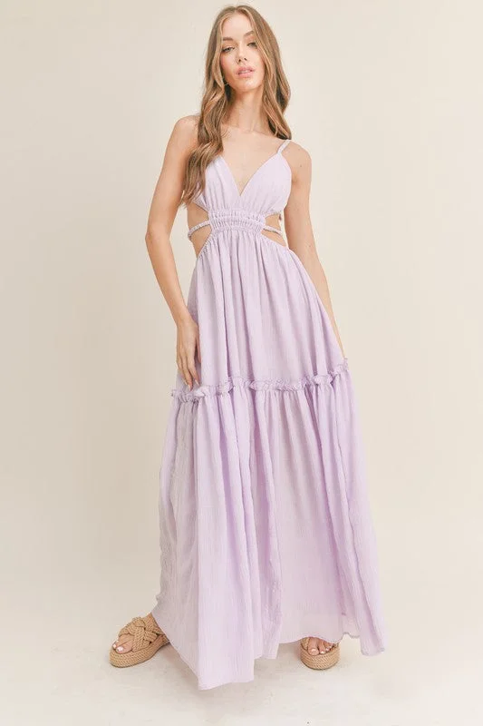 Never Too Late Lilac Cut Out Maxi Dress Best maxi dresses for tall women