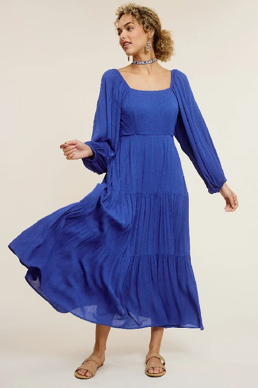 Royal Blue Tiered Midi Dress Best midi dresses for summer vacation